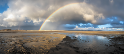 Serene Landscape with Rainbow