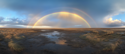 Serene Landscape with Rainbow