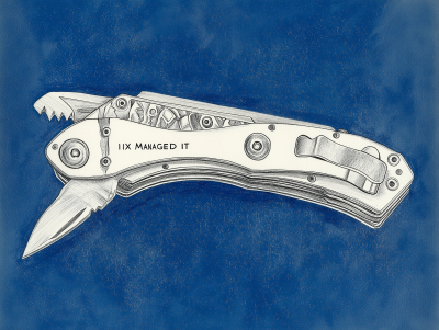 Engraved Swiss Knife Sketch