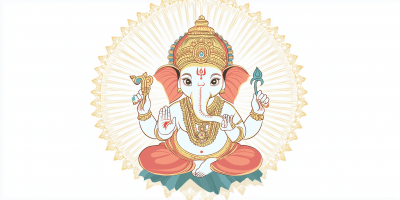 Colorful Ganesha Illustration on Radiating Circle