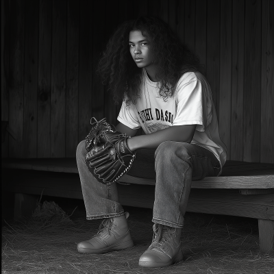 Portrait of a Teenage Baseball Catcher