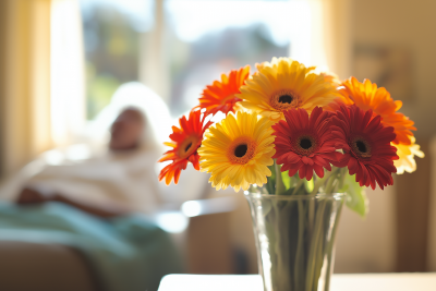 Colorful flowers in a vase