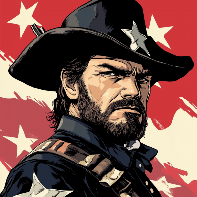 Confederate Man Portrait in Cartoon Style