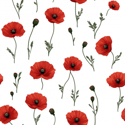 Minimalist Poppy Flower Seamless Pattern