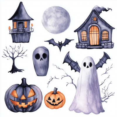 Halloween Watercolor Clipart