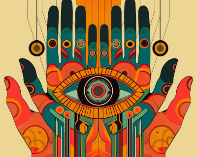 Symmetrical Eye Hands Illustration