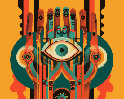 Symmetrical Hands with Eye Illustration