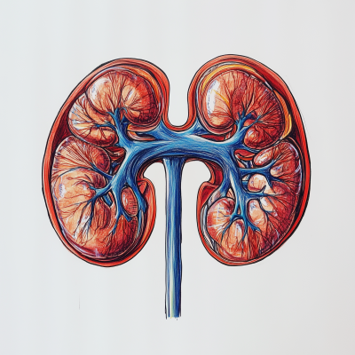 Kidneys Drawing on White Background