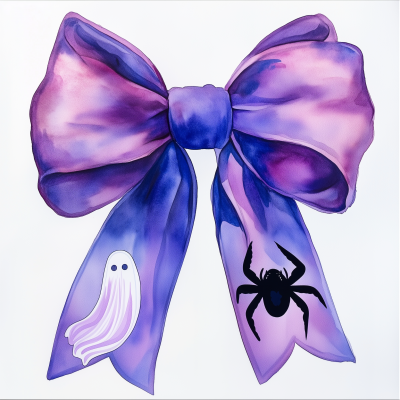 Ghostly Bow Watercolor Painting