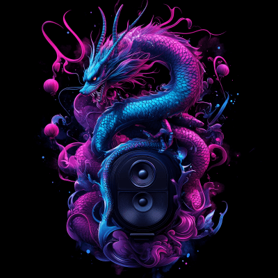 Futuristic Chinese Dragon and Subwoofer