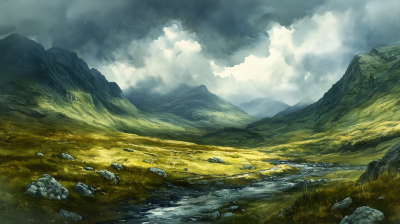 Irish Highlands Watercolor Painting