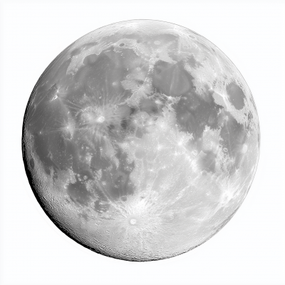 Full Moon on White Background