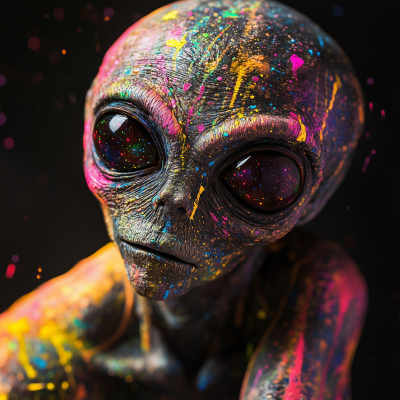 Psychedelic Alien Painted Photograph