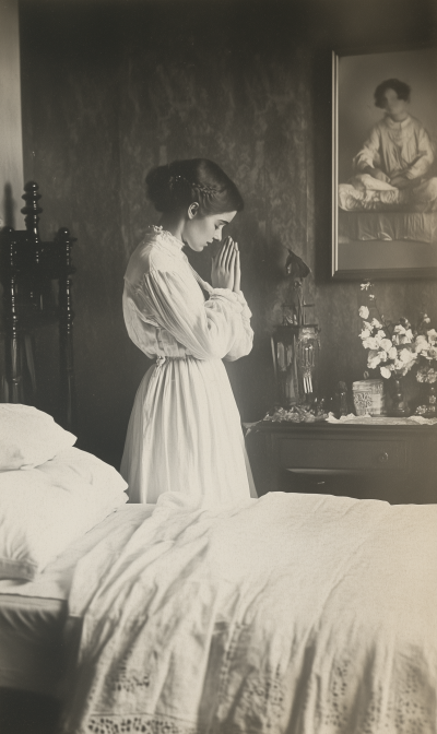 Vintage Photograph of a Woman Praying