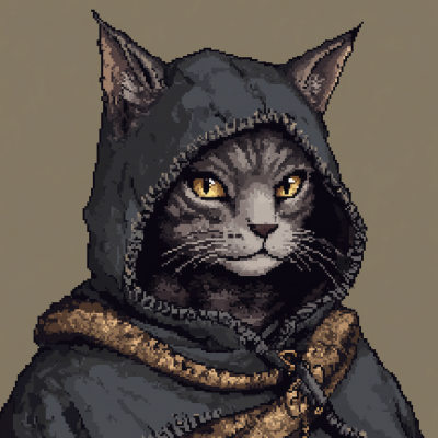 Retro Pixel Portrait of Khajiit with Rogue Hood