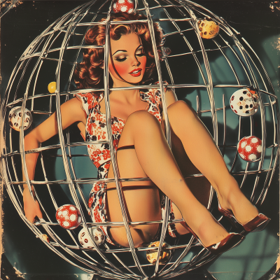 Pin-up Girl in Bingo Cage