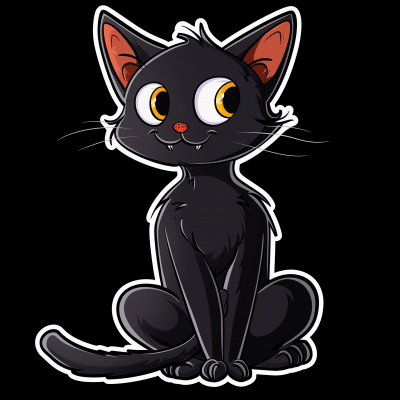 Halloween Black Cat Vector Sticker