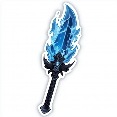 Blue Flame Glaive Sticker Art