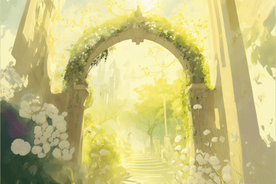 Golden Light Arch Entrance to Heavenly Garden