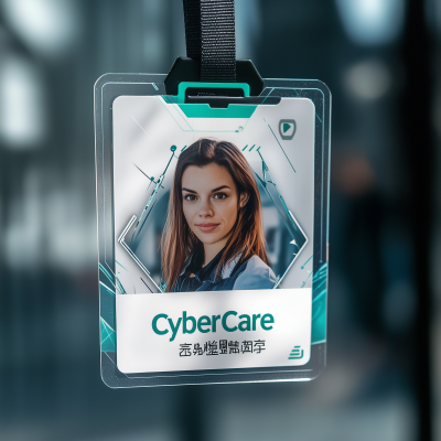 Futuristic CyberCare Employee Badge