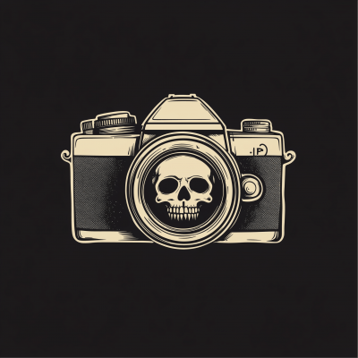 Vintage Camera Logo with Skull