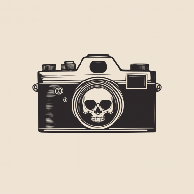 Vintage Camera with Skull Logo Design