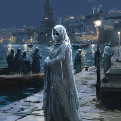 Cloaked Lady in White