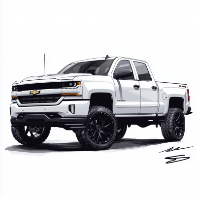 Vibrant Illustration of a Styled 2016 Chevy Silverado