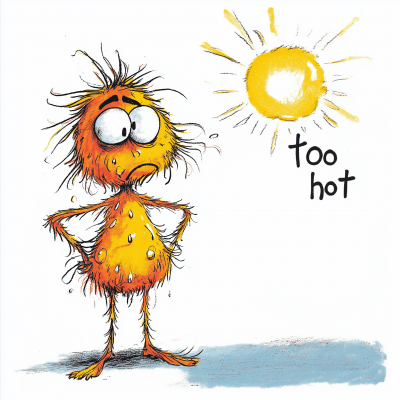 Vintage Dr Seuss Style Illustration of ‘Too Hot’