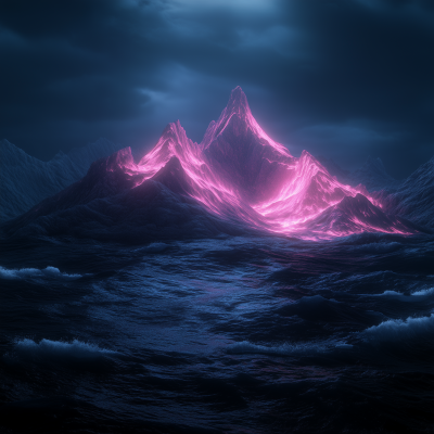 Ominous Glowing Mountain Landscape