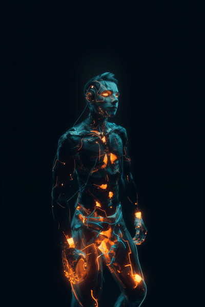 Cybernetic Man with Soft Glow Effect