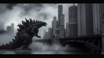 Godzilla Stomping on Chicago Waterfront