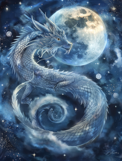 Celestial Dragon in Starry Sky