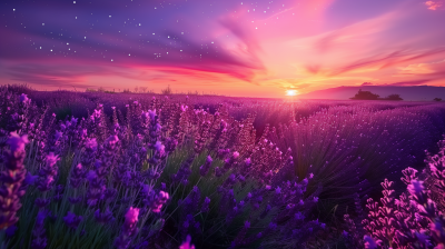 Lavender Field at Dusk