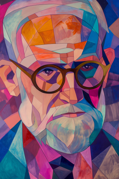 Cubist Abstract Painting of Sigmund Freud