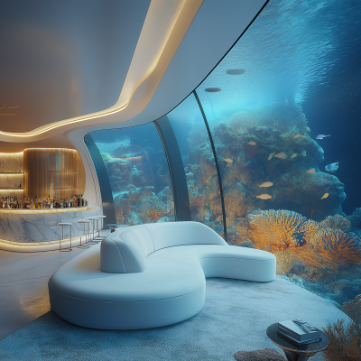 Luxurious Underwater Hotel Lounge