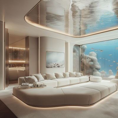 Underwater Themed Living with Bar Lounge