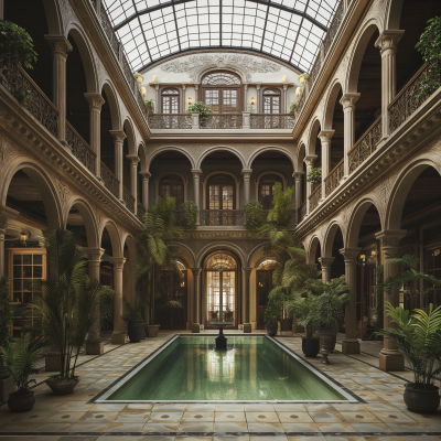 Luxury Victorian Architecture Indoor Courtyard