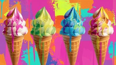 Colorful Ice Cream Cones Pop Art Banner