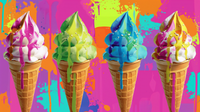 Ice Cream Cones Pop Art Banner