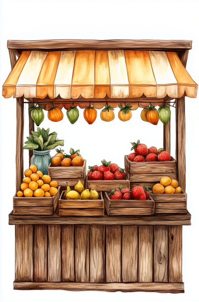 Cartoon Fruit Stand