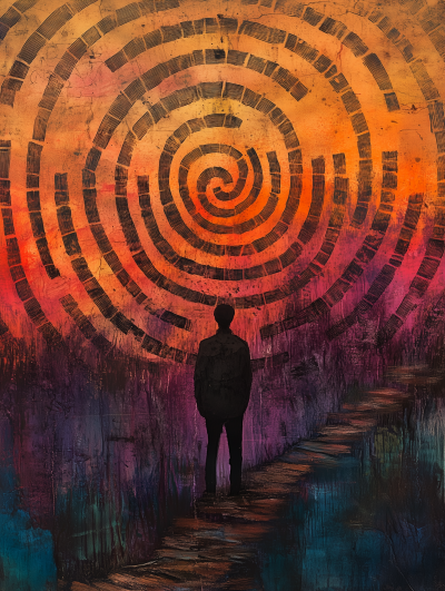 Man in front of a labyrinth