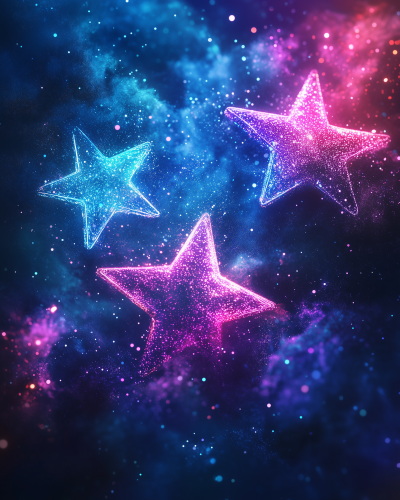 Neon Gradient Stars Illustration