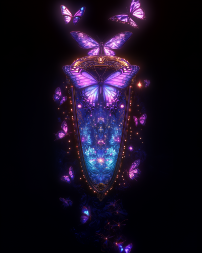 Mystical Neon Gradient Coffin Illustration