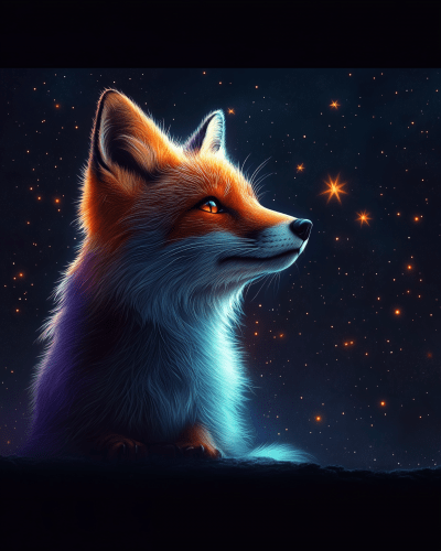 Fox in Light Blue and Purple