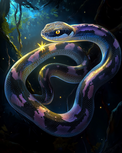 Mystical Glowing Snake and Cradle Star