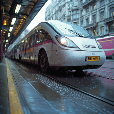 Urban Bus Wheels on Street