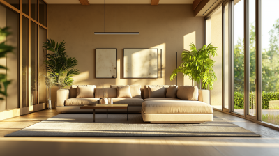 Modern Living Room in Beige Tone