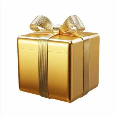 3D Bright Gold Gift Packet Icon