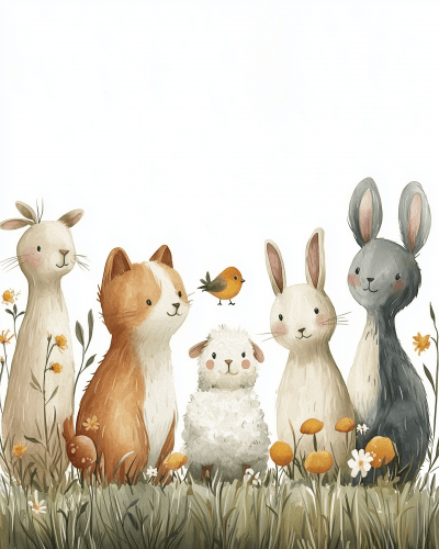 Children’s Book of Animals Watercolor Illustration